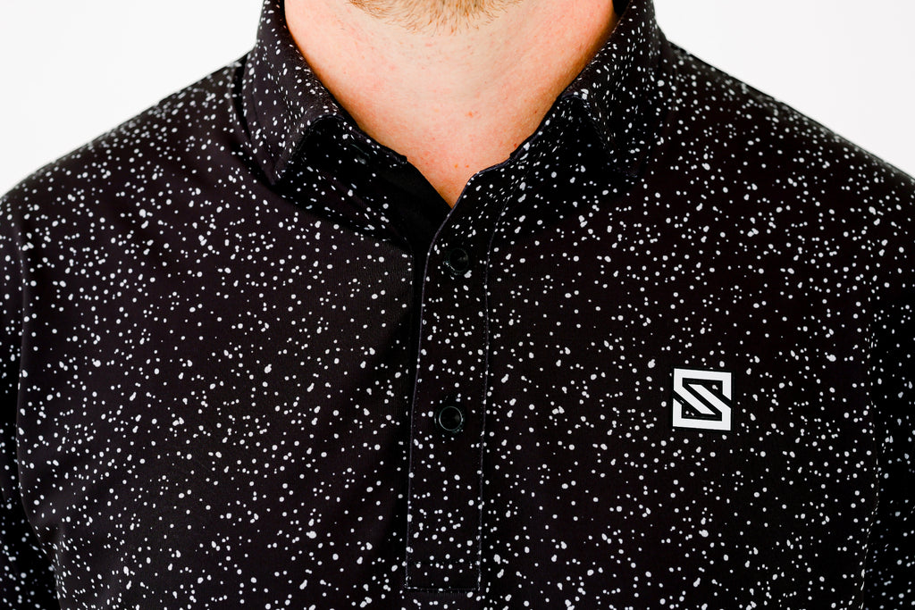 Black w/ White Drip Polo