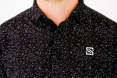 Black w/ White Drip Polo