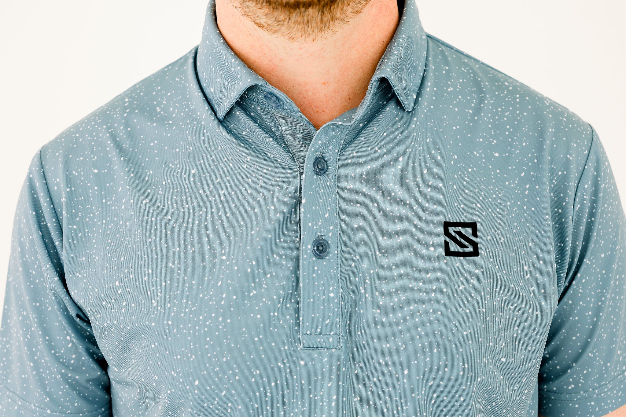 Blue w/ White Drip Polo