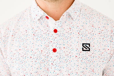 Red + Blue Drip Polo