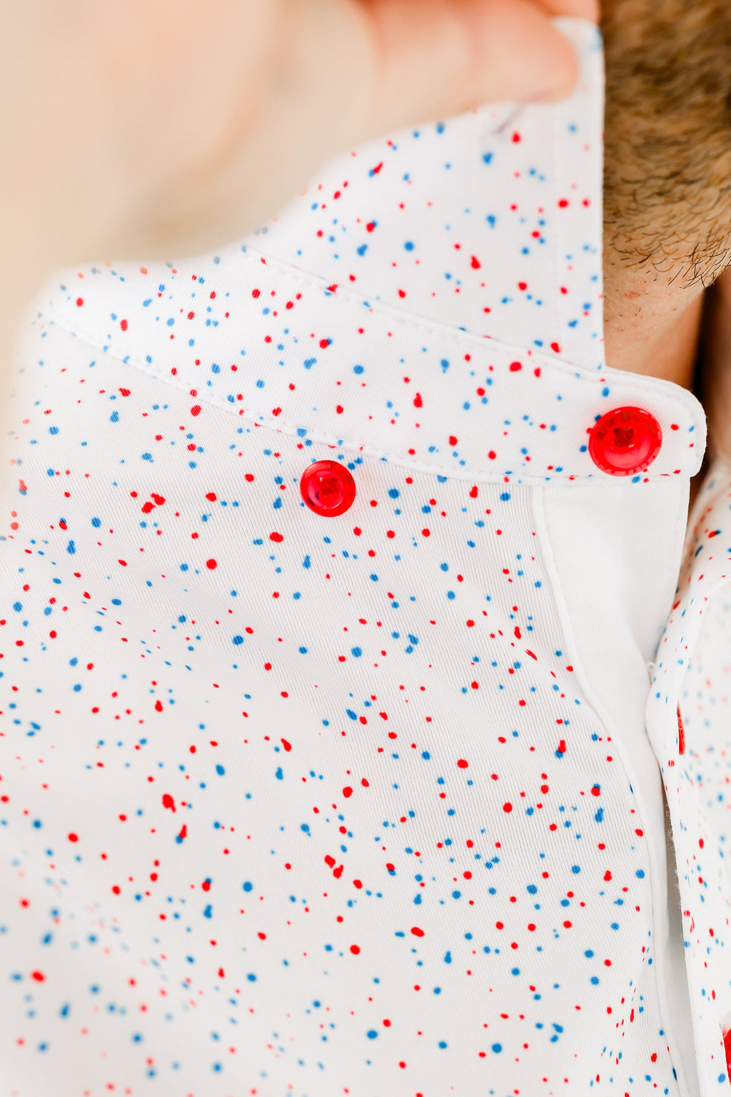 Red + Blue Drip Polo