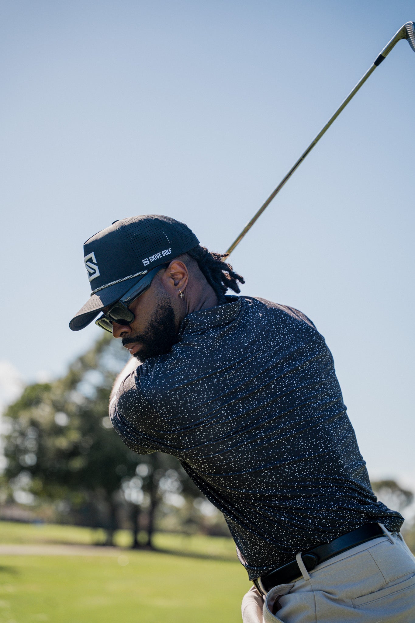 Black w/ White Drip Polo – SKIVE GOLF
