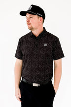 Black w/ White Drip Polo