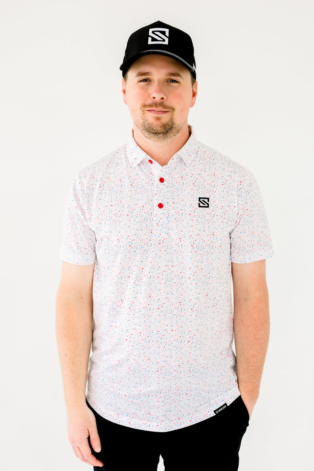 Red + Blue Drip Polo