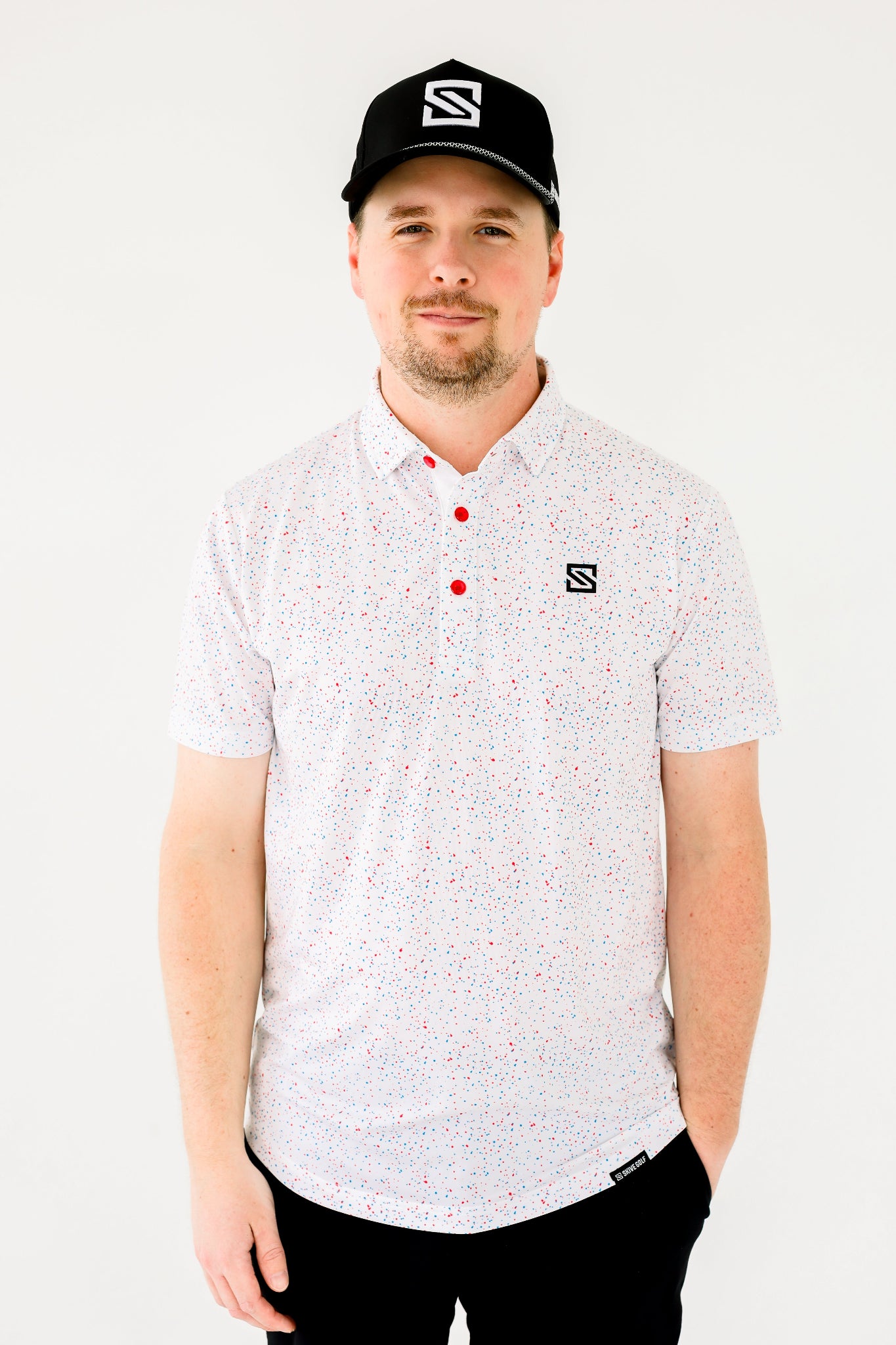 Red + Blue Drip Polo
