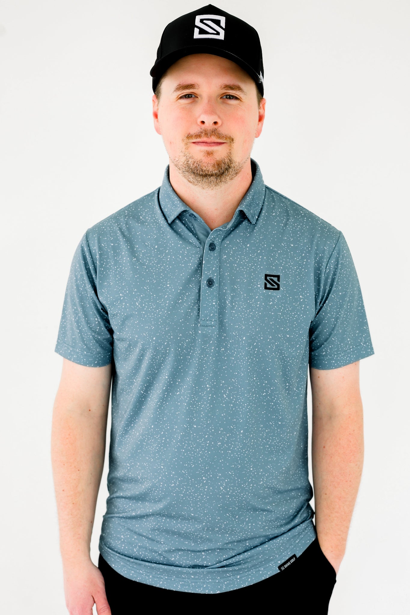 Blue w/ White Drip Polo