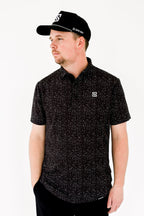 Black w/ White Drip Polo