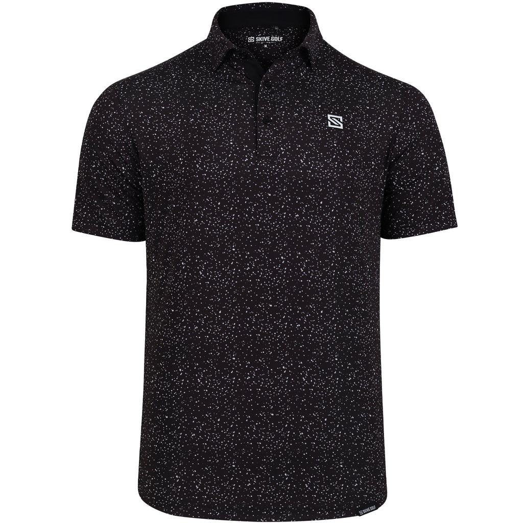 Black w/ White Drip Polo