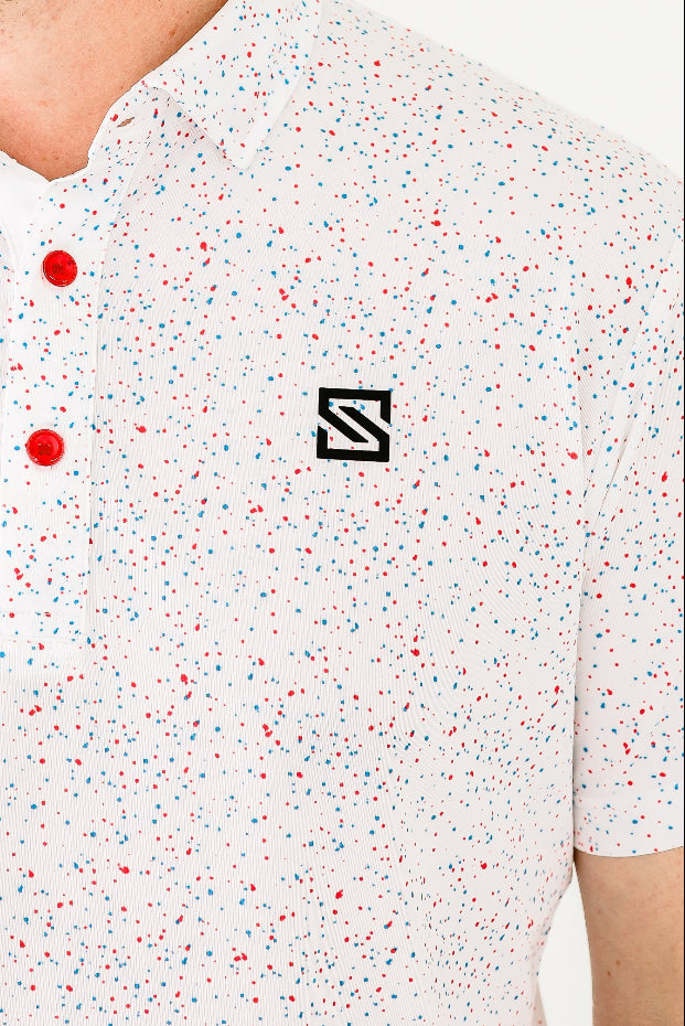 Red + Blue Drip Polo